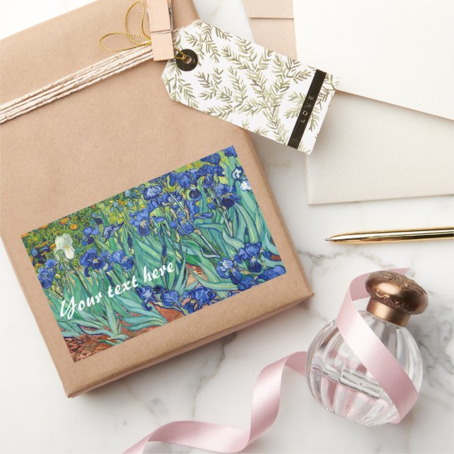 Irises Vincent van Gogh Blue Flower Field Art Rectangular Sticker (Gifting)