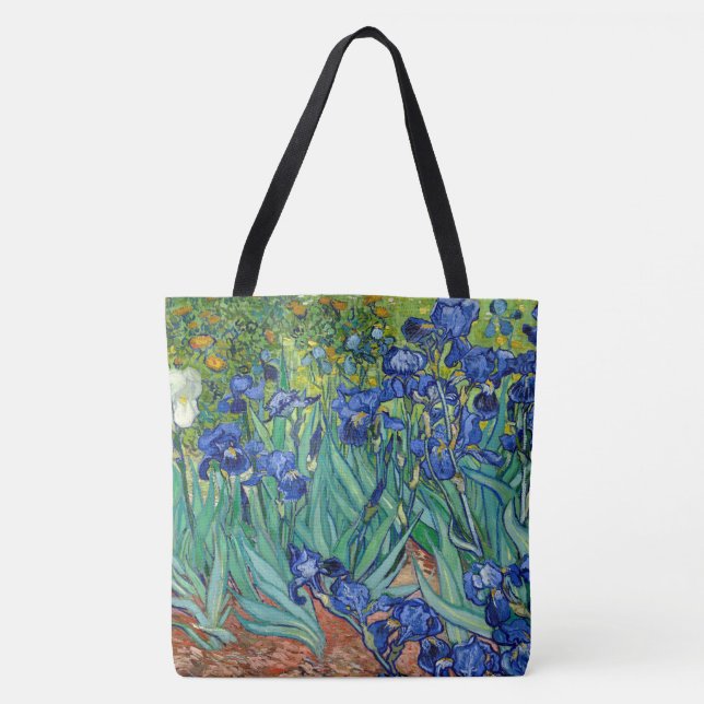 Irises Vincent Van Gogh Blue Flowers Nature Art Tote Bag (Front)