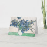 Irises | Vincent Van Gogh Card<br><div class="desc">Irises (1890) | Original artwork by Dutch post-impressionist artist Vincent Van Gogh (1853-1890). The painting depicts a still life with a full bouquet of blue flowers on a green tabletop against a creamy white background.

Use the design tools to add custom text or personalise the image.</div>