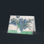 Irises | Vincent van Gogh Card<br><div class="desc">Irises (1890) | Original artwork by Dutch post-impressionist artist Vincent Van Gogh (1853-1890). The painting depicts a still life with a full bouquet of blue flowers on a green tabletop against a creamy white background.

Use the design tools to add custom text or personalise the image.</div>