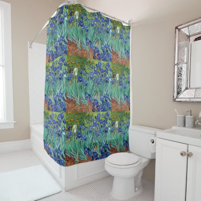 Irises Vincent van Gogh Flowers Fine Art Painting Shower Curtain (In Situ)