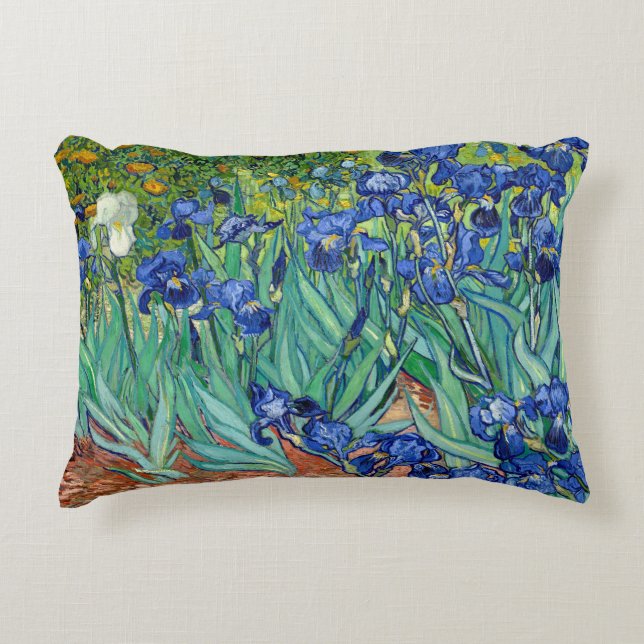 Irises Vincent van Gogh Flowers Painting Throw Decorative Cushion (Front)