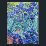 Irises Vincent van Gogh Notebook<br><div class="desc">Irises (1889) Vincent van Gogh. Cute summer landscape. Blue irises bloom in a flowerbed in a green garden. Reproduction of famous works of art images in the public domain.</div>