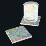 Irises | Vincent Van Gogh Stone Coaster<br><div class="desc">Irises (1889) by Dutch post-impressionist artist Vincent Van Gogh. Original landscape painting is an oil on canvas showing a garden of blooming iris flowers. 

Use the design tools to add custom text or personalise the image.</div>
