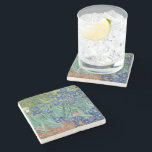 Irises | Vincent van Gogh Stone Coaster<br><div class="desc">Irises (1889) by Dutch post-impressionist artist Vincent Van Gogh. Original landscape painting is an oil on canvas showing a garden of blooming iris flowers. 

Use the design tools to add custom text or personalise the image.</div>