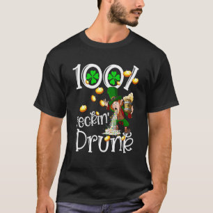 Irish 100 Feckin Drunk Leprechaun Puking Drink Pat T-Shirt