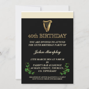 Irish 40TH Birthday Party Invitation