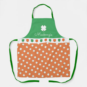 IRISH 4 Leaf Clover Pattern with YOUR  NAME Apron