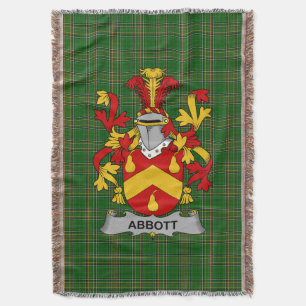  Irish Abbott Coat of Arms Family Crest Ireland Throw Blanket