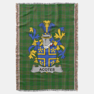  Irish Acotes Coat of Arms Family Crest Ireland Throw Blanket