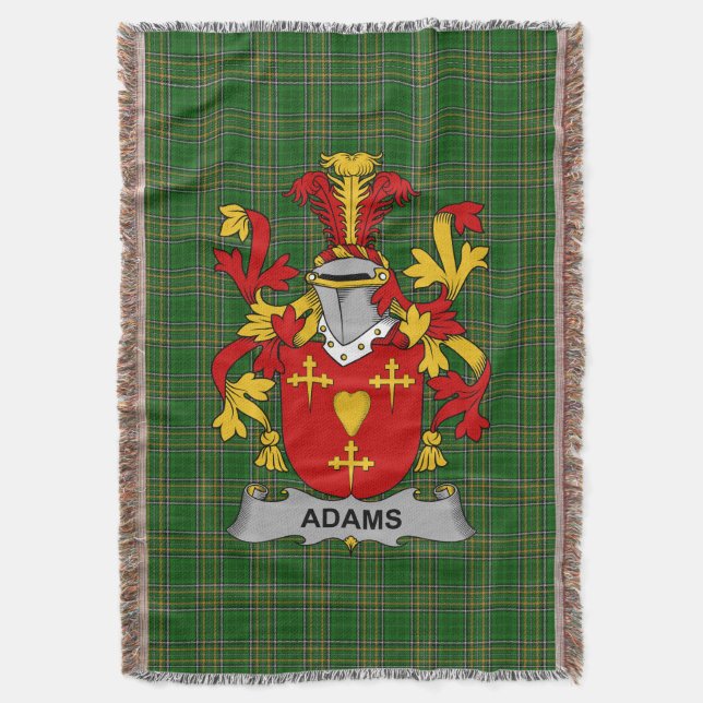  Irish Adams Coat of Arms Family Crest Ireland Throw Blanket (Front Vertical)