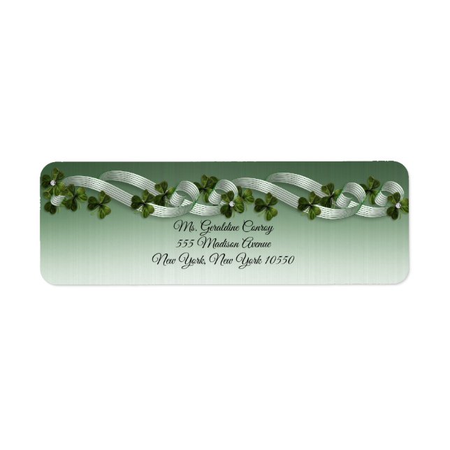 Irish address labels shamrocks and ribbons (Front)