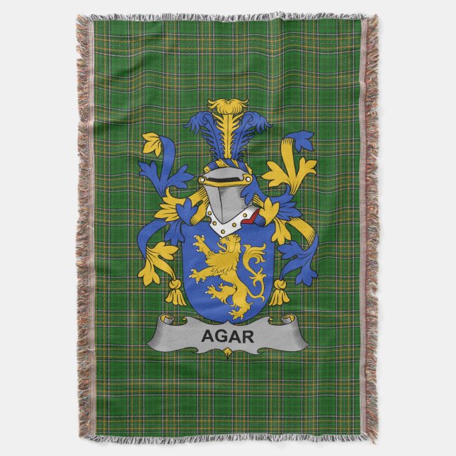  Irish Agar Coat of Arms Family Crest Ireland Throw Blanket (Front Vertical)