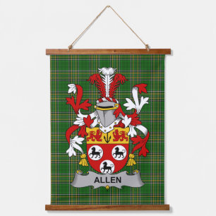 Irish Allen Coat of Arms Family Crest Hanging Tapestry