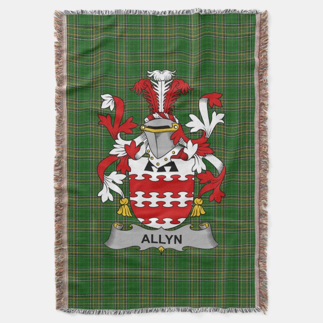  Irish Allyn Coat of Arms Family Crest Ireland Throw Blanket (Front Vertical)