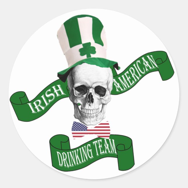 Irish American drinking team Classic Round Sticker (Front)