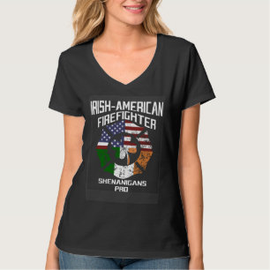 Irish American Firefighter Shenanigans Pro St Patr T-Shirt
