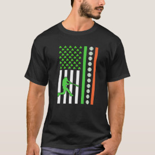 Irish American Flag Baseball Player St. Patrick's T-Shirt
