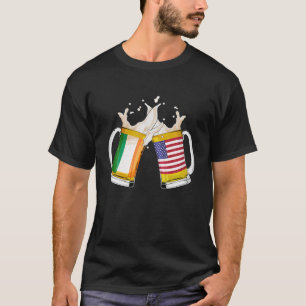 Irish American Flag Beer St Patricks Day Ireland U T-Shirt