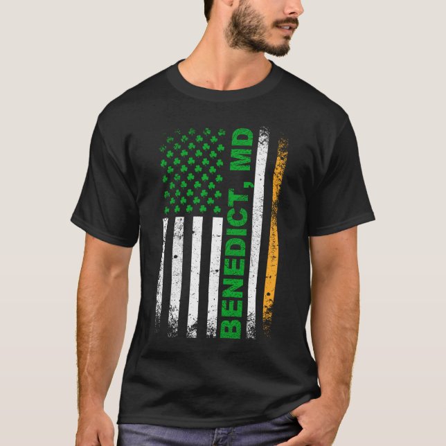 Irish American Flag BENEDICT, MD T-Shirt (Front)