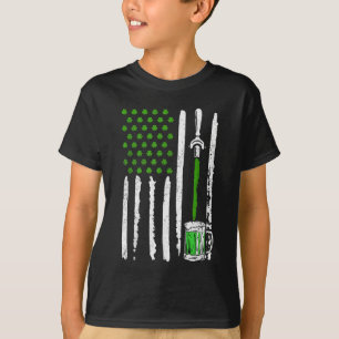 Irish American Flag Draught Beer Shamrock St Patri T-Shirt