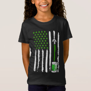 Irish American Flag Draught Beer Shamrock St Patri T-Shirt