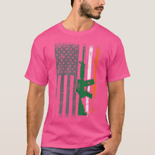 Irish American Flag Gun Gun St Patrick'S Day T-Shirt