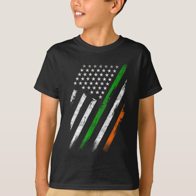 Irish American Flag Ireland Flag Lucky St Patrick' T-Shirt (Front)