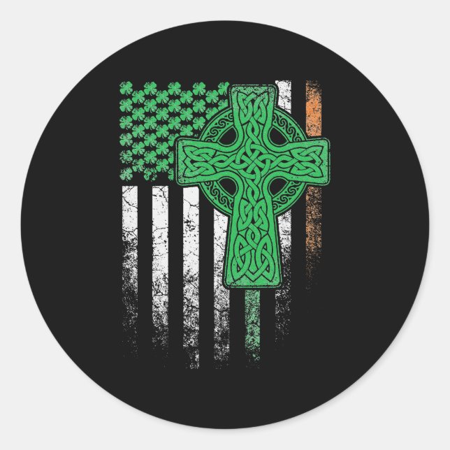Irish American Flag Ireland Flag ST PATRICKS DAY Classic Round Sticker (Front)