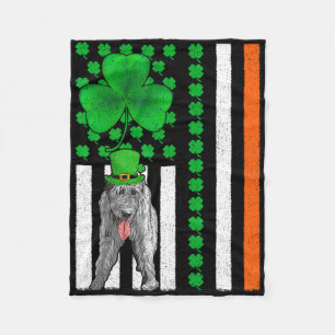 Irish American Flag Irish Wolfhound Dog St Patrick Fleece Blanket