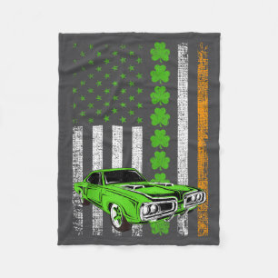 Irish American Flag Lucky Car Racing St. Patrick's Fleece Blanket