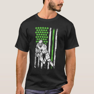 Irish American Flag Lucky Hockey St. Patrick's Day T-Shirt