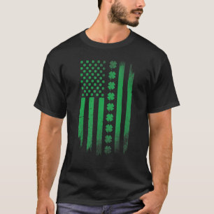 Irish American flag Patrick's day Patriotic Shamro T-Shirt