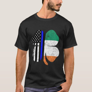 Irish American Flag Police Officer St Patricks Day T-Shirt