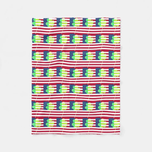 Irish American Flag Shamrock Clover St. Patrick Fleece Blanket (Front)