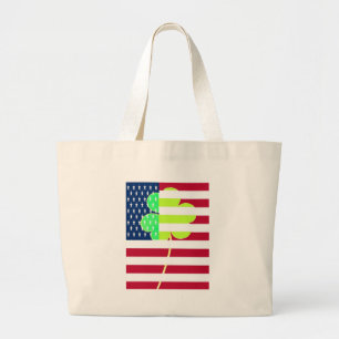 Irish American Flag Shamrock Clover St. Patrick Large Tote Bag