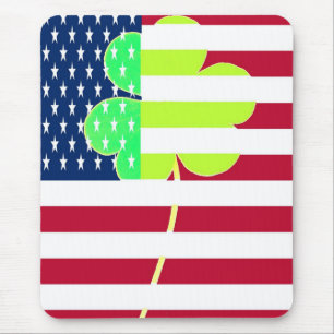 Irish American Flag Shamrock Clover St. Patrick Mouse Pad