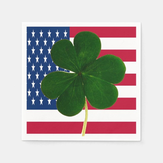 Irish American Flag Shamrock Clover St. Patrick Napkin (Front)