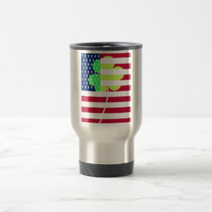 Irish American Flag Shamrock Clover St. Patrick Travel Mug