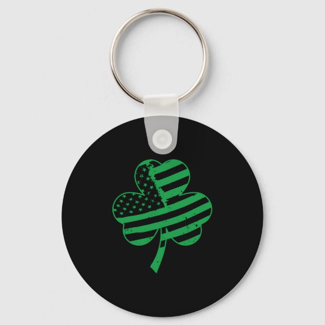 Irish American Flag Shamrock For Key Ring (Front)