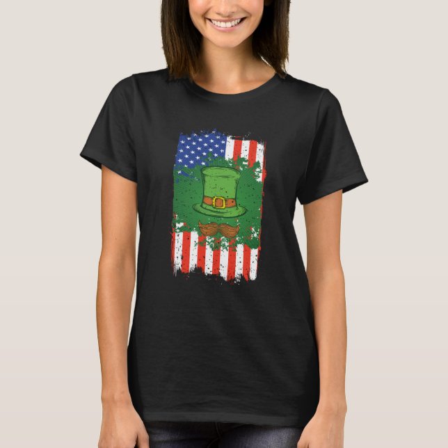 Irish American Flag Shamrock St Patricks Day Men W T-Shirt (Front)