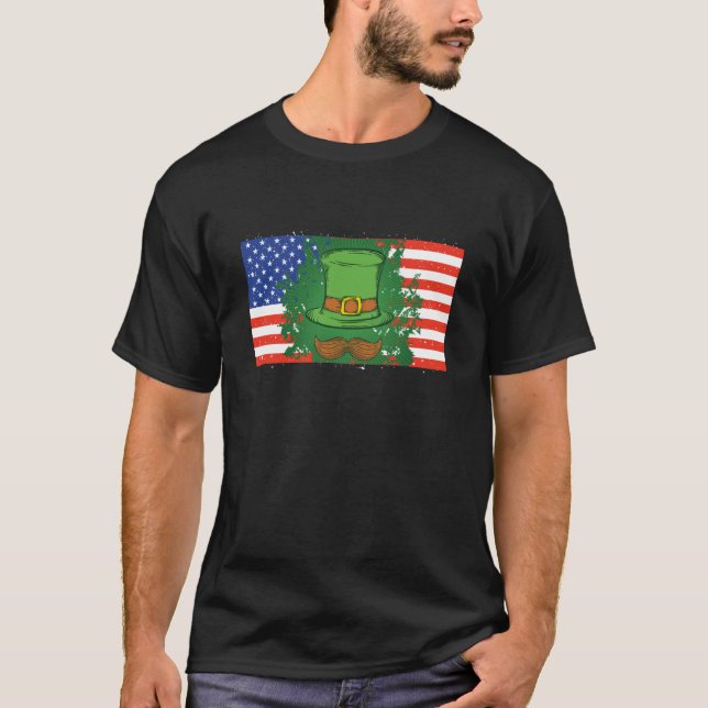 Irish American Flag Shamrock St Patricks Day Men W T-Shirt (Front)