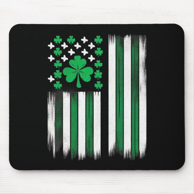 Irish American Flag St Patricks Day 2025 Men Lepre Mouse Pad (Front)