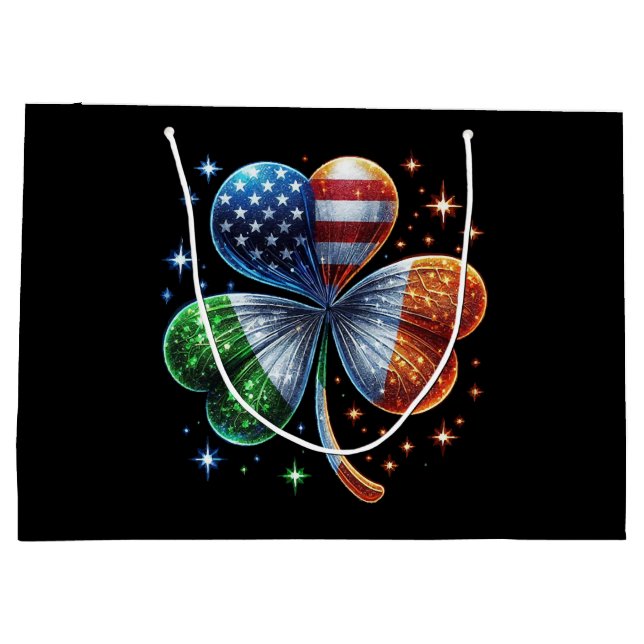 Irish American Flag ST PATRICKS DAY Large Gift Bag (Back)
