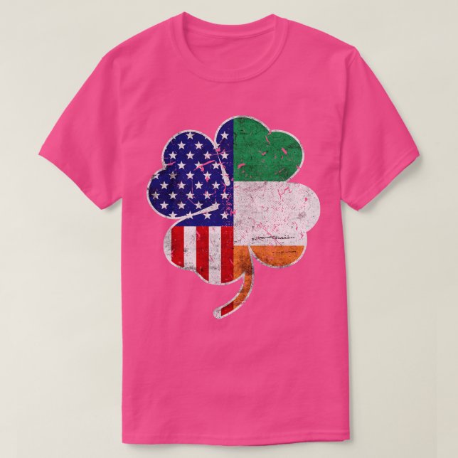 Irish American Flag St Patricks Day Shamrock T-Shirt (Design Front)