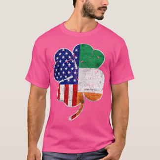 Irish American Flag St Patricks Day Shamrock T-Shirt