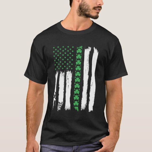 Irish American Flag St Patrick'S Day T-Shirt (Front)