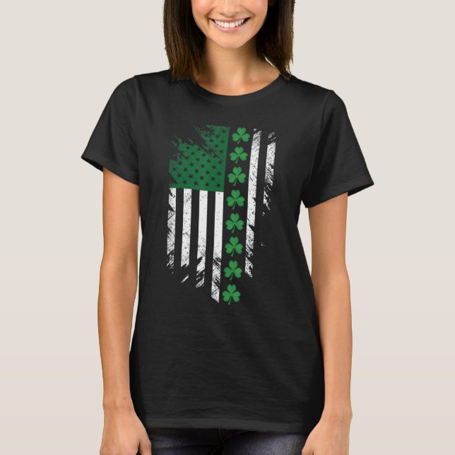 Irish American Flag St. Patrick's Day T-Shirt (Front)