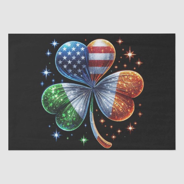 Irish American Flag ST PATRICKS DAY Tissue Paper (Front)