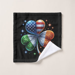 Irish American Flag ST PATRICKS DAY Wash Cloth